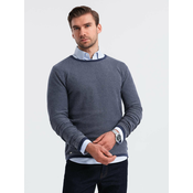 Ombre Knitted mens RELAXED FIT sweater with patterns - navy blue