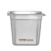 VEVOR Parnikova posoda 1/6 velikost proti zagozditvi 178x168x160 mm nerjaveče jeklo 6 kosov
