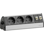SCHULTE ELEKTROTECHNIK EVOLINER DOCK DESK DATA 3 VTIČNICE + 2 RJ45 ZA MREŽNI PRIKLJUČEK