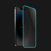 Zaščitno kaljeno steklo z okvirjem, ki se sveti v temi za Apple iPhone 15 Pro Max - Modra