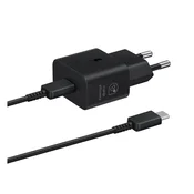 SAMSUNG mrežni punjac, Type-C uticnica, 25 W, PD brzi punjac + Type-C kabel, CRNA EP-T2510EBE
