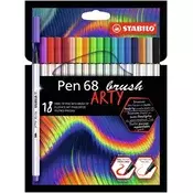Set nalivpera s kistom, STABILO Pen 68 brush ARTY, 18 različitih boja 568/18-21-20
