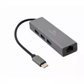 GEMBIRD USB-C Gigabit network adapter + 3-port USB 3.1 HUB (A-CMU3-LAN-01)