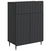 Vidaxl Strani šal s predalom Črna 66 x 34,5 x 92 cm Inženirski les