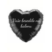 Personal Balon iz folije z besedilom - Črno srce 45 cm