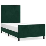 Vidaxl Posteljni okvir brez vzmetnice temno zelen 100x200 cm žamet