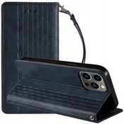 Hurtel Magnet Strap etui za iPhone 14 Plus - moder, denarnica, stojalo, vrvica