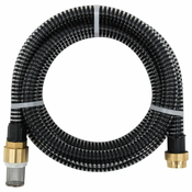 Greatstore Sesalna cev z medeninastimi nastavki 4 m 25 mm črne barve