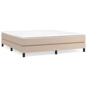 Vidaxl Posteljni okvir z vzmetmi kapučino 160x200 cm umetno usnje