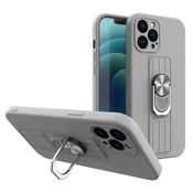 HURTEL Ohišje Ring Case silikonsko ohišje z držalom za prst in stojalom za iPhone 13 mini srebrno