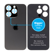 Apple iPhone 14 Pro - Steklo zadnjega ohišja s povečano odprtino za kamero (Space Black)