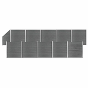 shumee WPC ograjni paneli 10 kvadratnih + 1 poševni 1830x186 cm sivi