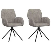vidaXL vidaXL Vrtilne jedilne stole 2 pcs Umetno nubuk usnje Svetlo siva, (5000296842)