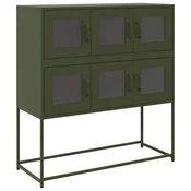 Vidaxl Komoda olivno zelena 100,5x39x107 cm hladno valjano jeklo