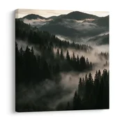 Slika gorska dolina, ovita v meglo - 30x30