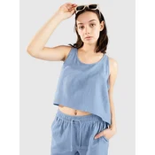 Blue Tomato Linen Tank Top solid bright blue