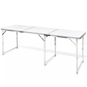Vidaxl Zložljiva aluminijasta miza za kamp. z nastavljivo višino 180 x 60 cm