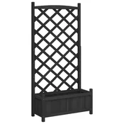 Vidaxl Cvetlični lonec z rešetko črne 75 x 35 x 150 cm masivni les jelke