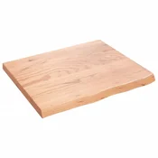 Vidaxl Stenska polica svetlo rjava 60x50x(2-4) cm trdna hrastovina