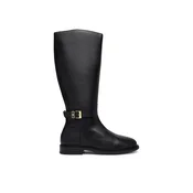 Zimski škornji Tommy Hilfiger Th Buckle Leather Knee Boot FW0FW09572 Črna
