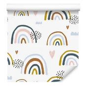 Tapeta s srčki in mavricami za dnevno sobo in spalnico 50x1000 cm
