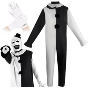 Korbi KOSTUM KLJUNA – ARLEKIN HALLOWEEN KARNEVAL BAL, KOMPLET ČRNO-BEL, VELIKOST L
