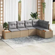 Sjedeća garnitura za vrt 5 kom. Bež Poli ratan 264 x 154 x 85 cm