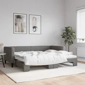 vidaXL Izvlečna dnevna postelja temno siva 100x190 cm blago
