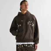 Cropp - Pulover s kapuco in potiskom - temno rjava
