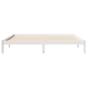 Daljši posteljni okvir brez vzmetnice bel 180x210 cm borovina