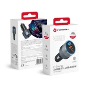 Auto punjač 85W Forcell F-Energy 2x USB-C 65W, 20W + USB A PD QC4.0 3A - sivi