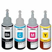 TiskajPoceni Kompatibilne kartuše Komplet Črnil Epson T6641, T6642, T6643, T6644 (C13T66464A) - črna, cyan, magenta, rumena EPSON L110, EPSON L1300, EPSON L1455, EPSON L200, EPSON L210,..