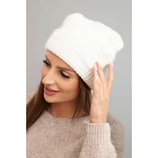 Kesi Womens winter cap made of wool with a decorative weave K451 ecru