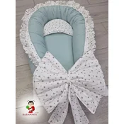Bubamara037 Gnezdo za bebe sa karnerom Zvezdice, Sivo