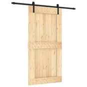 Vidaxl Drsna vrata Naravna in črna 100 x 210 cm Masiven borov les