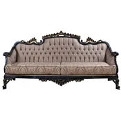 Casa Padrino luxury baroque sofa gray/blue/gold - Baroque style living room sofa with elegant pattern - Luxury living room furniture in the baroque style - Baroque furniture