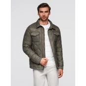 Ombre Mens quilted jacket in shirt cut - light brown