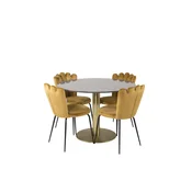 Venture Design Jedilna miza in stol Estelle in Limhamn 106x75 cm miza temno siva in rumena