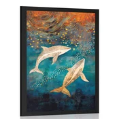 Plakat kiti v čarobnem oceanu - 30x45 black