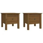 Vidaxl Stranske mizice 2 kosa medeno rjave 40x40x39 cm trdna borovina
