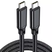 Xwave USB Kabl TipC M/M 5A 240W 20Gbps 1m black aluminium