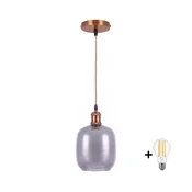 BRILAGI -LED Luster na sajli RETRO GLASS 1xE27/60W/230V precnik 14 cm zlatna/zadimljeno siva