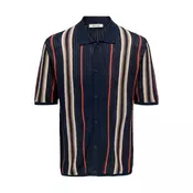 Only & Sons Pletena jopa ONSLEON temno modra/svetlo rjava/oranžno rdeča/bela