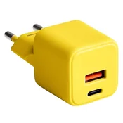FOREVER Forever, Hitri stenski polnilnik USB-A 18W QC/USB-C 30W PD Compact GaN, Rumena, (5000213754)