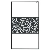 Vidaxl Pregrada za tuš 115x195 cm ESG steklo s kamnitim dizajnom črna