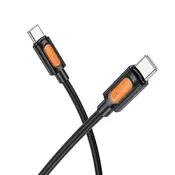 Polnilni in podatkovni 60W USB-C v USB-C kabel Borofone Silicone Series BX114 - 3A - 1m - črn