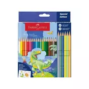 Drvene Bojice Faber Castell Dino Klasik 1/18 3 met 3 neon stikeri 111222