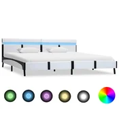 Vidaxl Posteljni okvir LED belo umetno usnje 180x200 cm