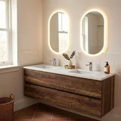 Skye Decor Set kupatilskog ormarica sa umivaonikom i ogledalom, 2 dela, Braon