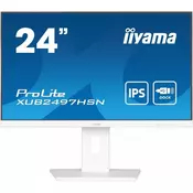 IIYAMA XUB2497HSN-W2 24inch IPS FHD 300cd/m2 1ms HDMI DP DP OUT 3xUSB 3.2 USB C 7.5W LAN Speakers 15cm Height Adj. Stand White